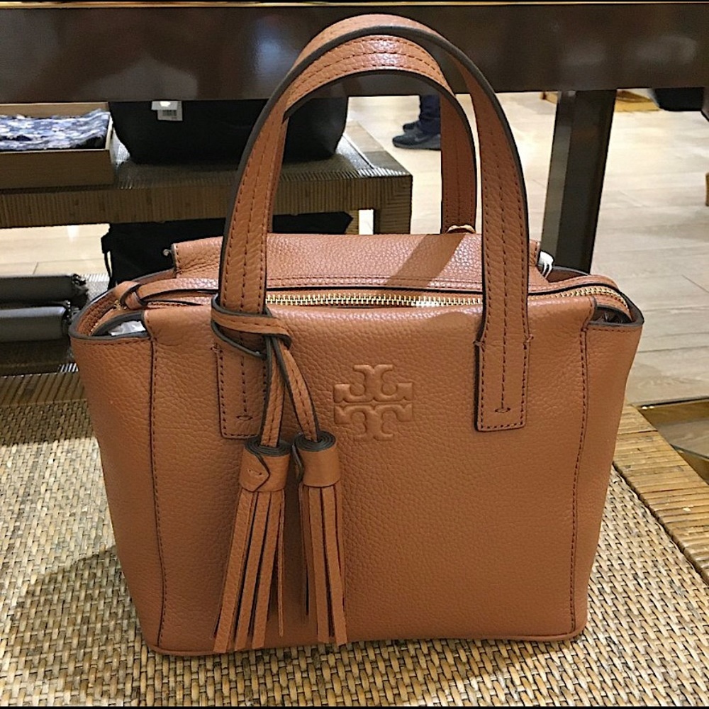 🆕 TORY BURCH Thea Mini Slouchy Satchel NWT brown - Picture 1 of 9